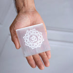 Om Raw Selenite Plate